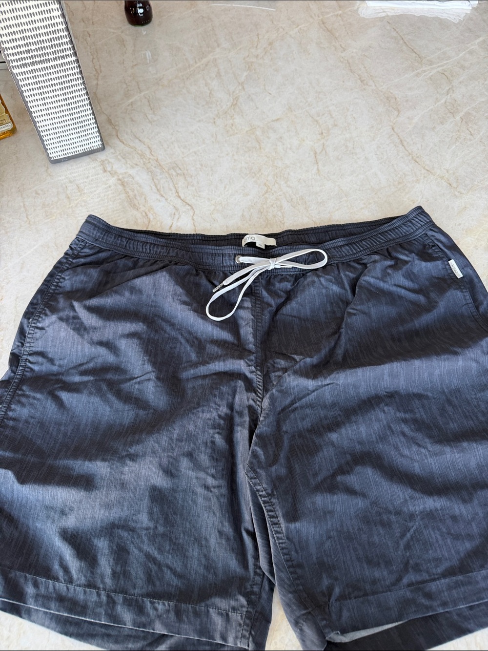 Onia Dark Navy Swim Trunks with White Drawstring